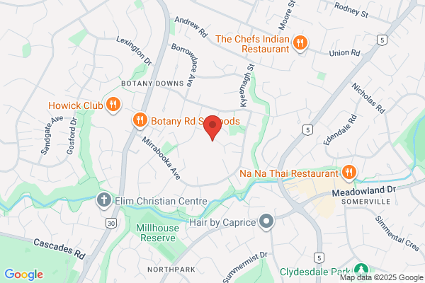 Map for Botany Downs Kindergarten