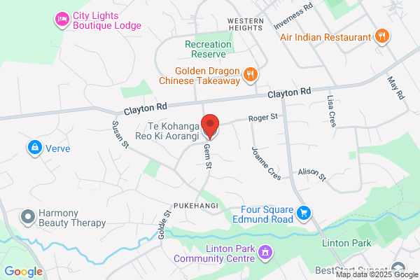 Map for Te Kōhanga Reo ki Aorangi