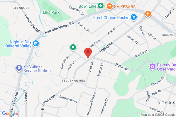 Map for Roslyn Kindergarten (Dunedin)